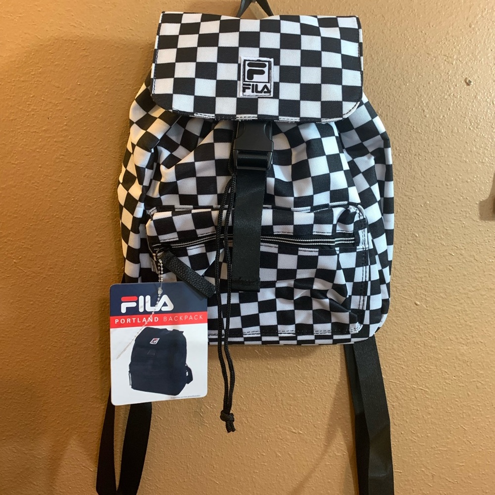 Fila Coated Canvas Portland Black & White Checked Backpack